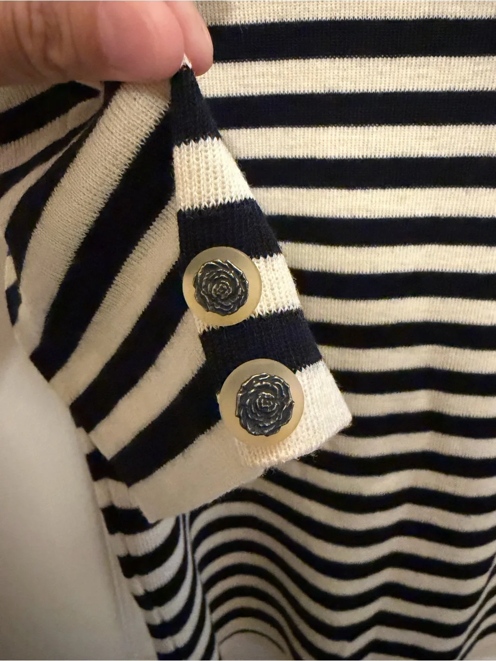 Ungaro Ter Black & White Striped Scoop Neck Knit Top and matching cardigan